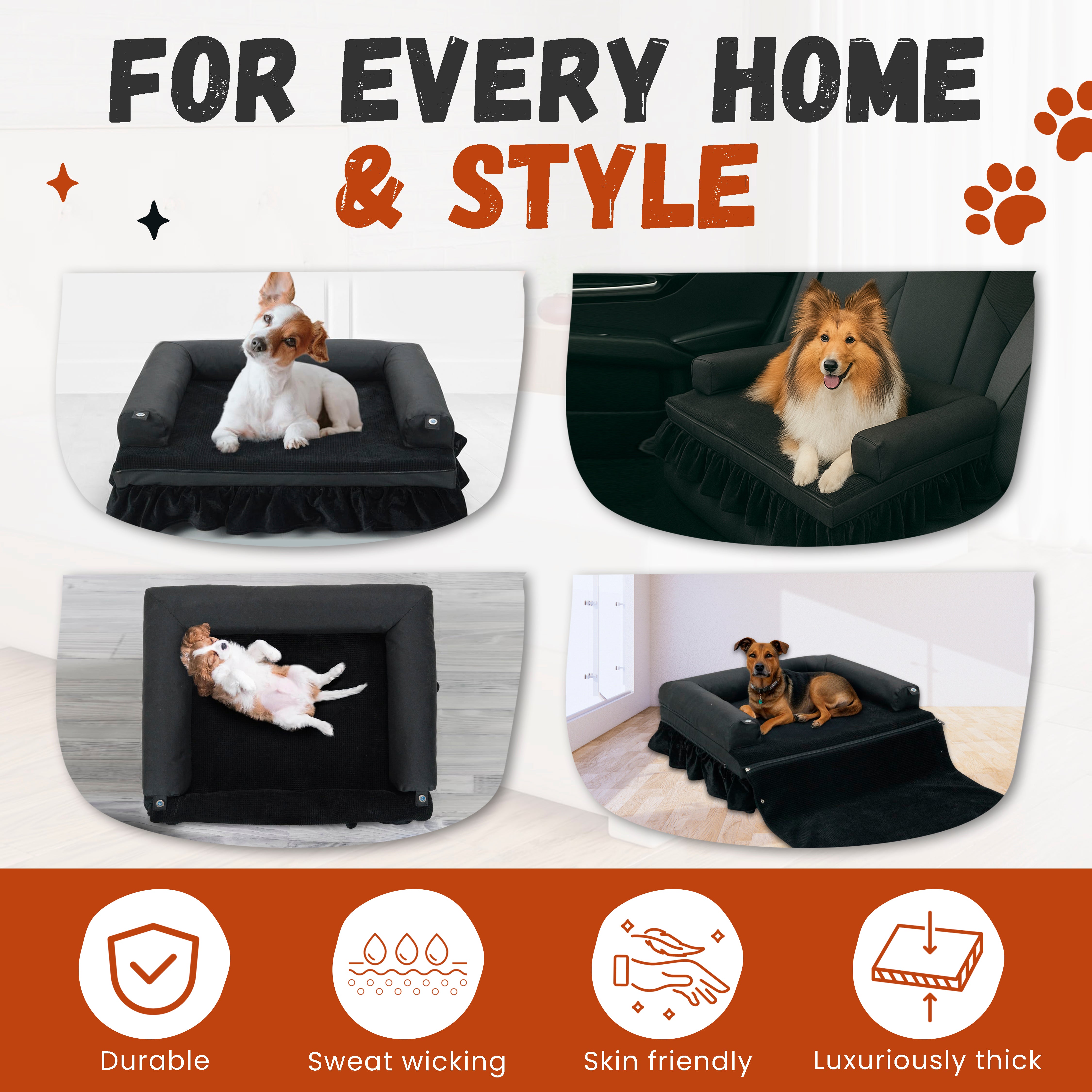 Durable, thick raised dog bed